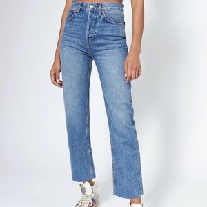 Re/done High rise stove pipe straight leg jeans